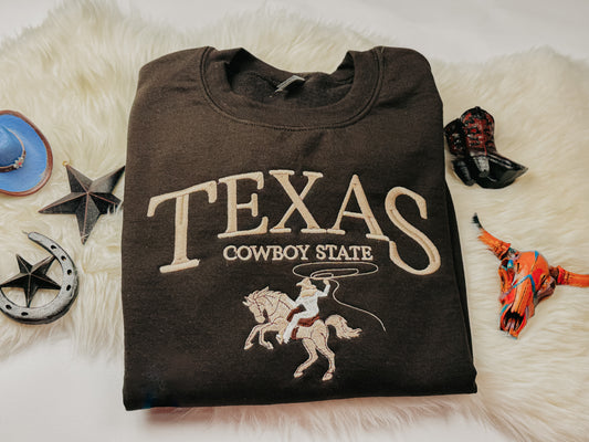 Texas Cowboy State Embroidered Sweatshirt