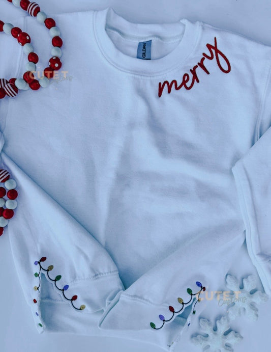 Merry with lights - Embroidered Sweatshirt