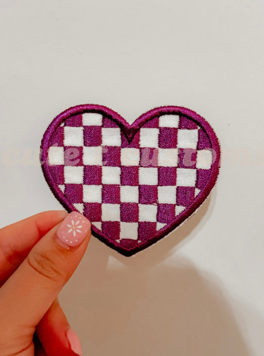 Checkered Heart Iron-On Patch