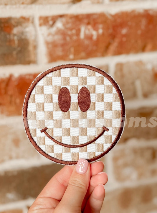 Neutral Smiley Iron-On Patch